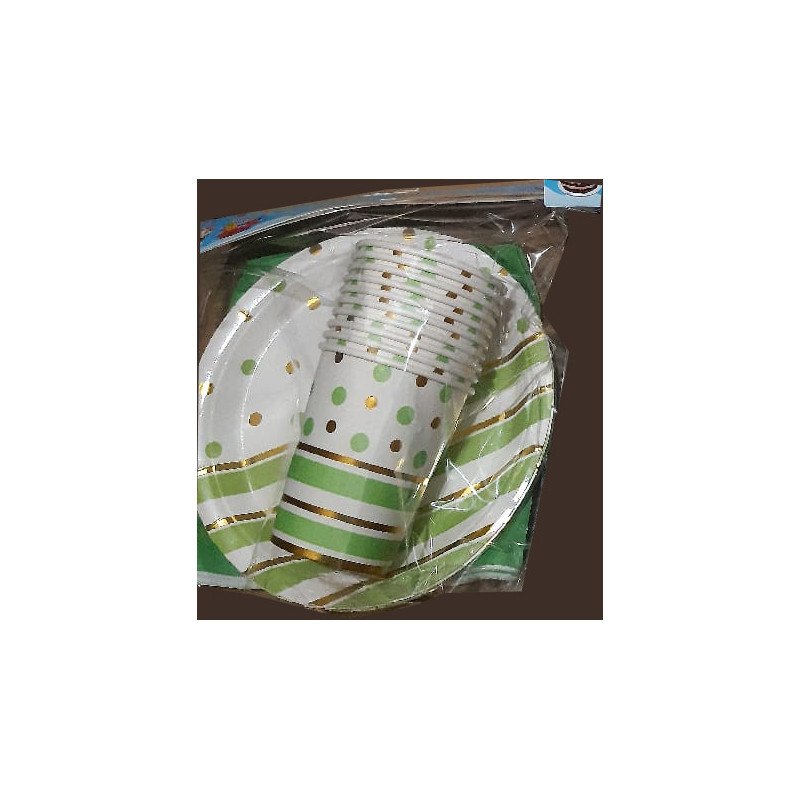 30-Piece Elegant Green and Gold Disposable Pack