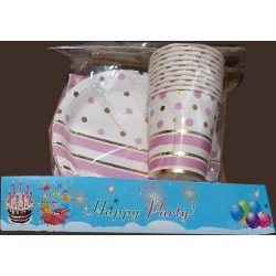 30-Piece Elegant Pink and Gold Disposable Pack