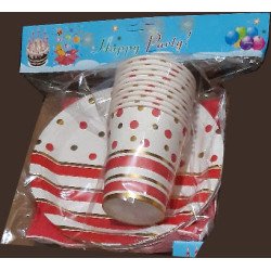 30-Piece Elegant Red and Gold Disposable Pack