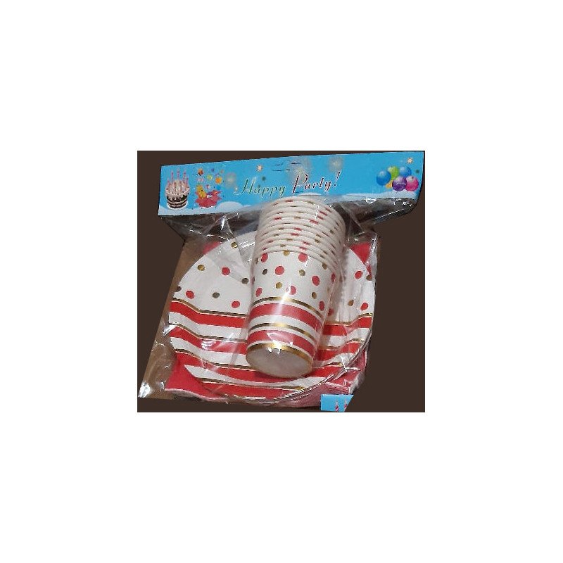 30-Piece Elegant Red and Gold Disposable Pack