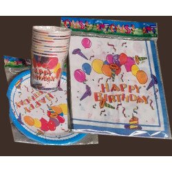 30-Piece Disposable "Happy Birthday" White Multicolored Balloons Pack