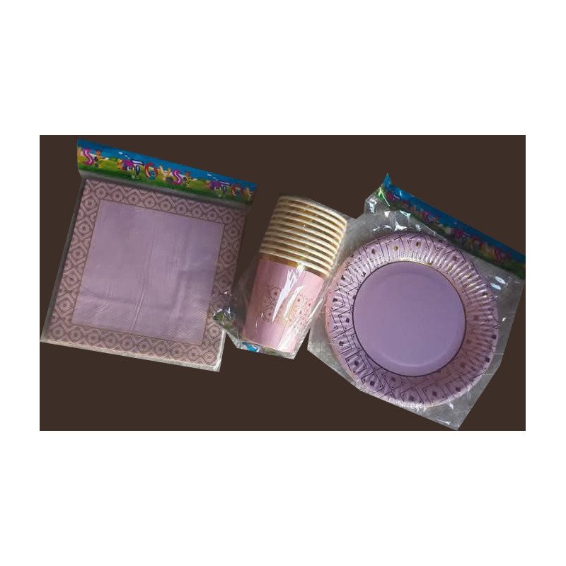 Pack de 30 Pièces Jetable "Happy Birthday" Rose et Doré Luxe - Fête Adulte