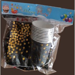 30-Piece Disposable Black and Gold Round Confetti Pack