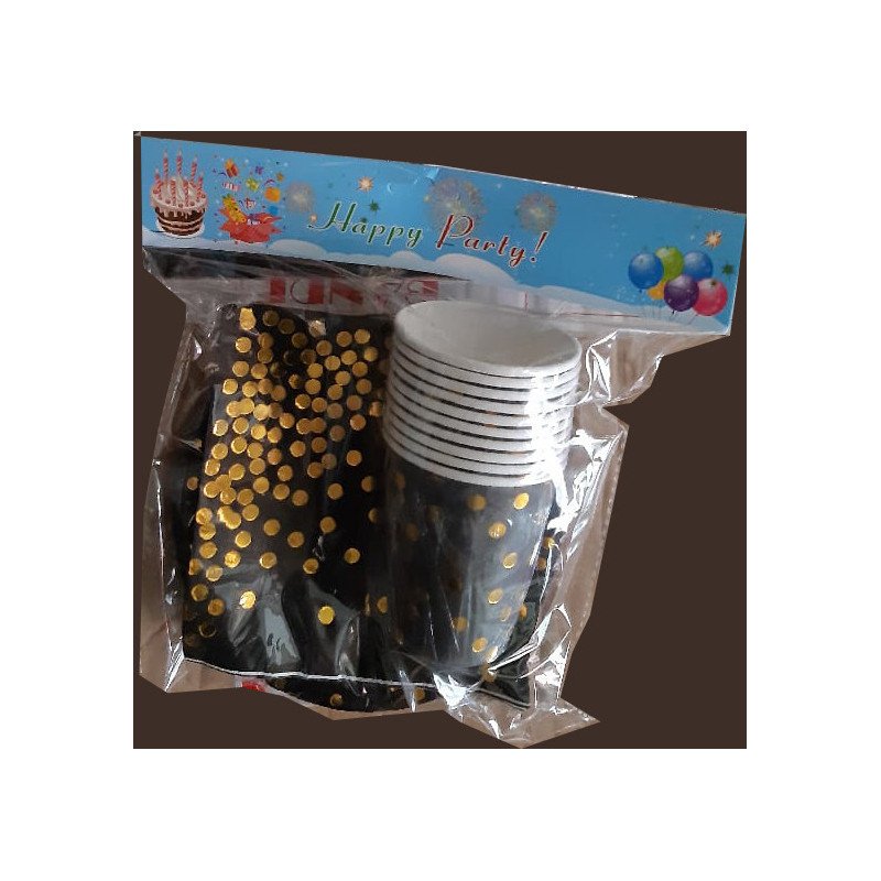 30-Piece Disposable Black and Gold Round Confetti Pack