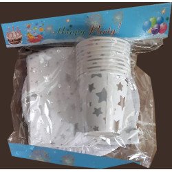 30-Piece Disposable Silver Stars on White Pack