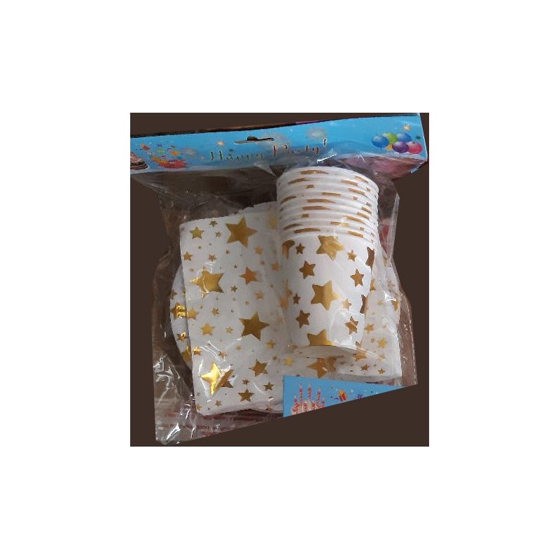 30-Piece Disposable Gold Stars on White Pack
