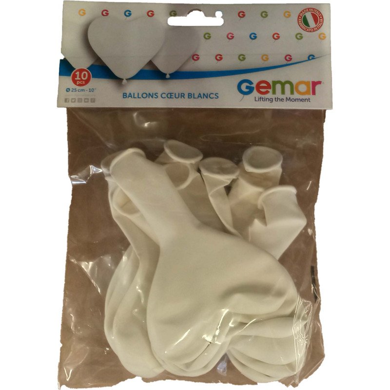 10 BALLONS C UR BLANC 26 CM