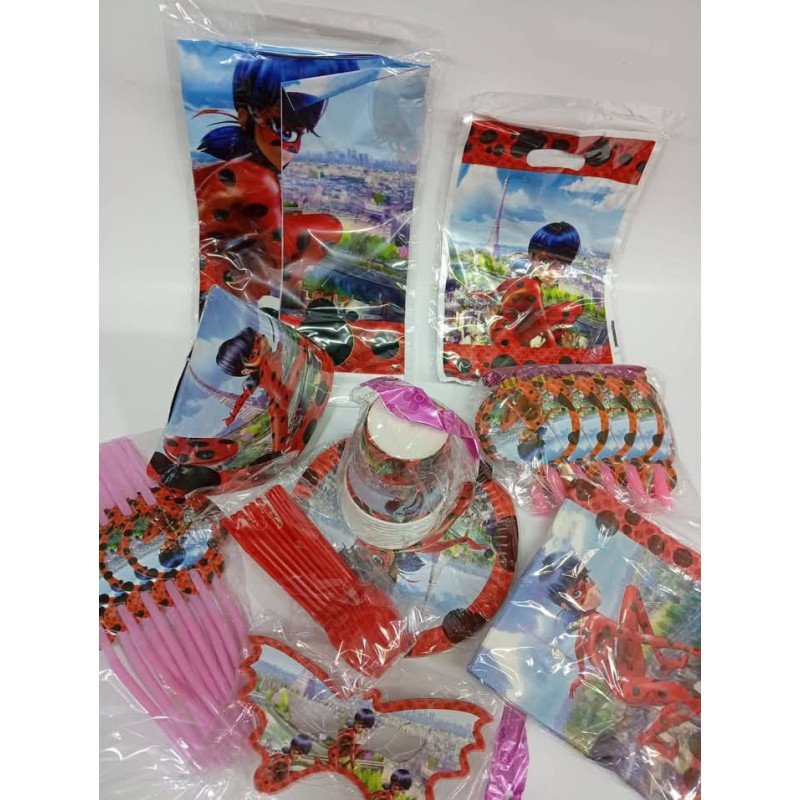Pack Anniversaire Thème Miraculous Ladybug – 10 Articles (91 pièces)