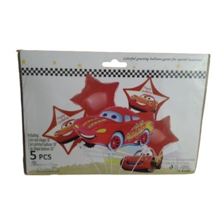 Pack de 5 Ballons de Décoration - Thème Cars (McQueen)