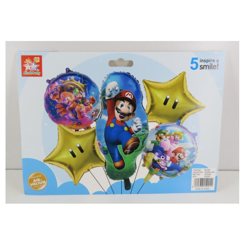Pack de 5 Ballons de Décoration - Thème Super Mario