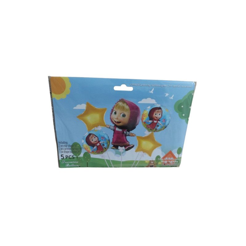 Pack de 5 Ballons de Décoration - Thème Masha et Michka