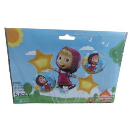 Pack de 5 Ballons de Décoration - Thème Masha et Michka