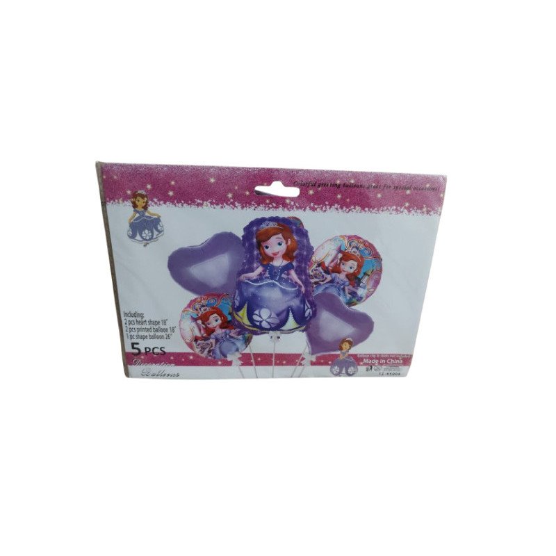 Pack de 5 Ballons de Décoration - Thème Princesse Sofia