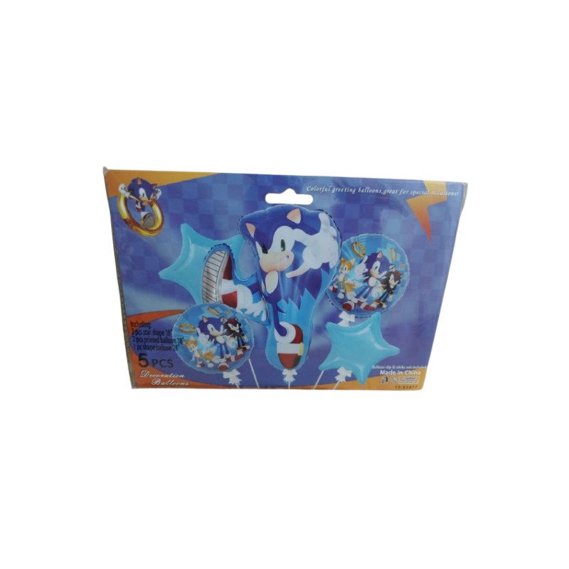 Pack de 5 Ballons de Décoration - Thème Sonic