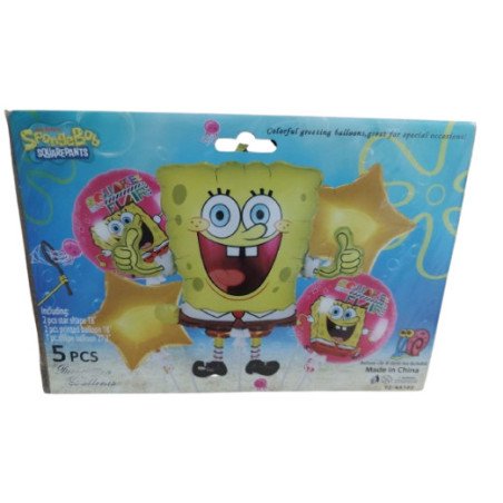 Pack de 5 Ballons de Décoration - Thème Bob l'Éponge (SpongeBob)