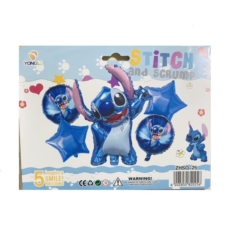 Pack de 5 Ballons de Décoration - Thème Stitch