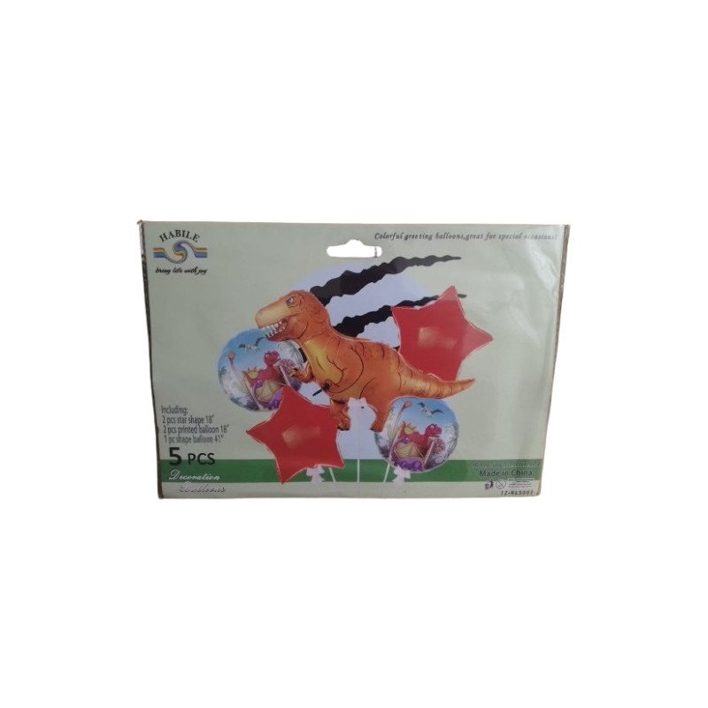 Pack de 5 Ballons de Décoration - Thème Dinosaure