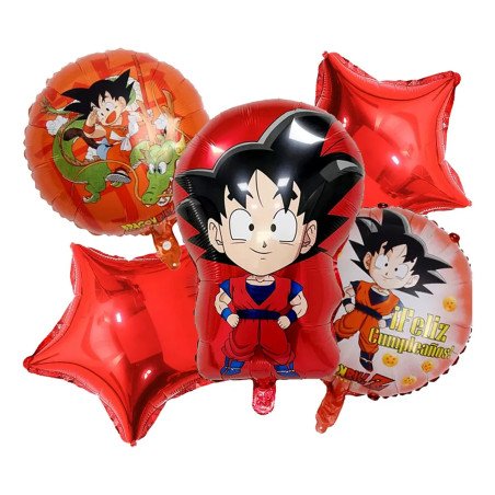 Pack de 5 Ballons de Décoration - Thème Goku