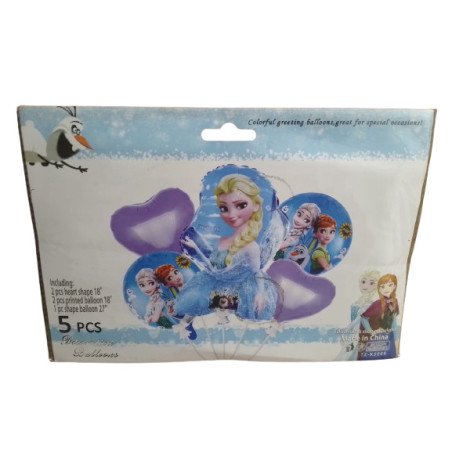 Pack de 5 Ballons de Décoration - Thème La Reine des Neiges (Frozen)