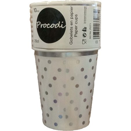 10 GOBELETS ARGENTES 25 CL EN PAPIER
