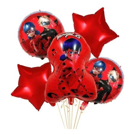 5-Piece Miraculous Ladybug Decoration Balloons Pack