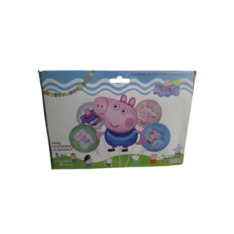 Pack de 5 Ballons de Décoration - Thème Peppa Pig