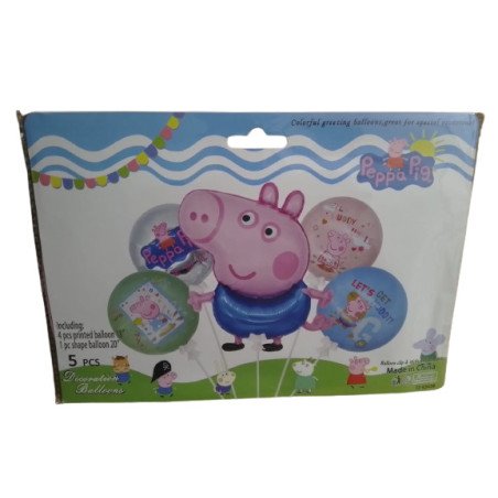 Pack de 5 Ballons de Décoration - Thème Peppa Pig