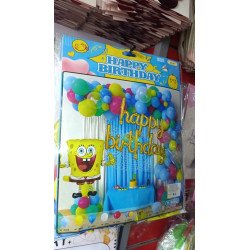 45 Pièces - Kit de Décoration Anniversaire Thème Bob l'Éponge