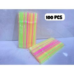 Multicolored Flexible Plastic Straws - 100 Count