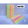 Pailles en Plastique Flexibles Multicolores - Lot de 100