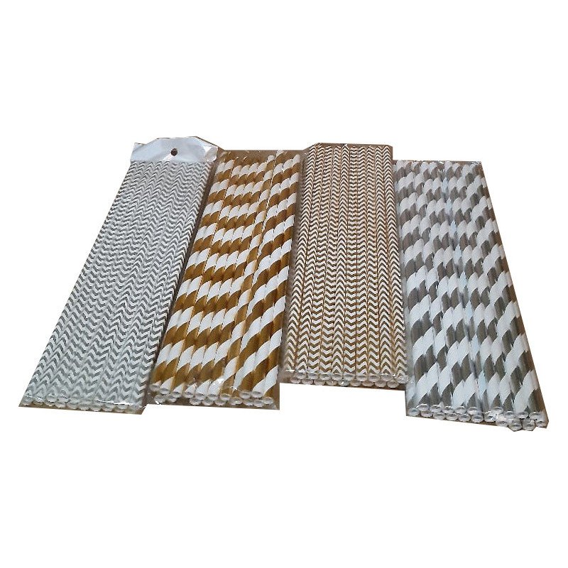 20 Paper Straws with Chevron Patterns