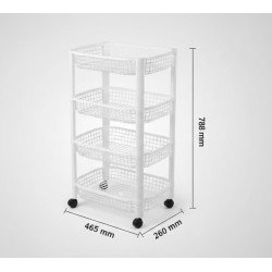 4-Tier Mobile Storage Trolley – Slim Multi-Purpose Rolling Organizer for Kitchen, Bathroom, and Office