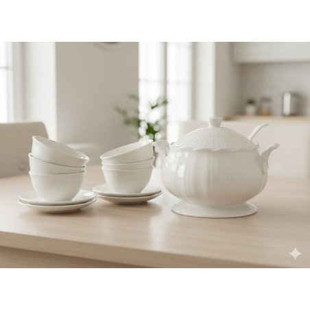 "Beaded Elegance" Porcelain Soup Set 15 PCS