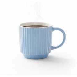 Ribbed Stoneware Mug – Morning Elegance (13 oz)