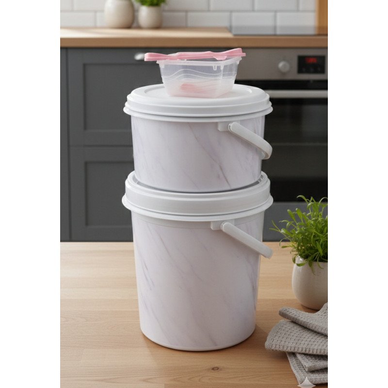 3-Piece Marble Design Storage Set