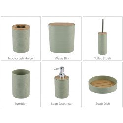 Set de Salle de Bain 6 Pièces - Design Vert Sauge & Bambou | MyPartyBox