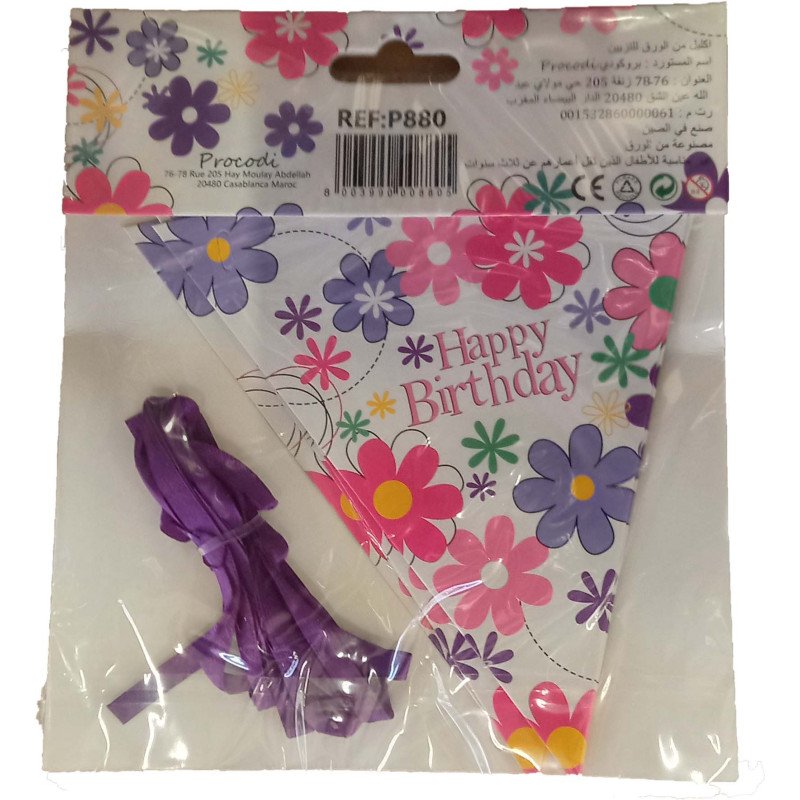 DRAPEAU HAPPY BIRTHDAY GIRL 3M